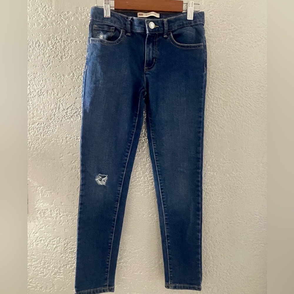 Levi's Girl’s 710 Dark Blue Distressed Super Skinny‎ Jeans Size 10 Regular
